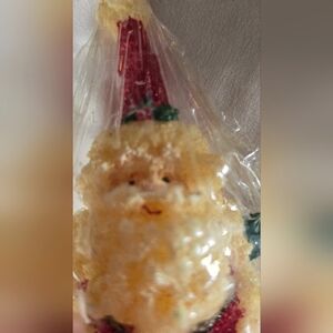 Vintage New In Package Flocked Look Santa Candle Alco 5 Inch